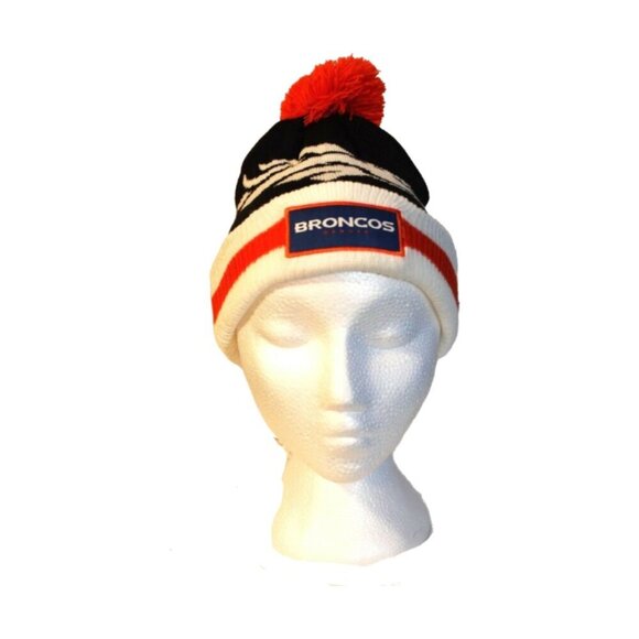 Denver Broncos Beanie Hat Cap Orange Cuffed Pom Pom Knit Football Bud Light - Picture 1 of 8